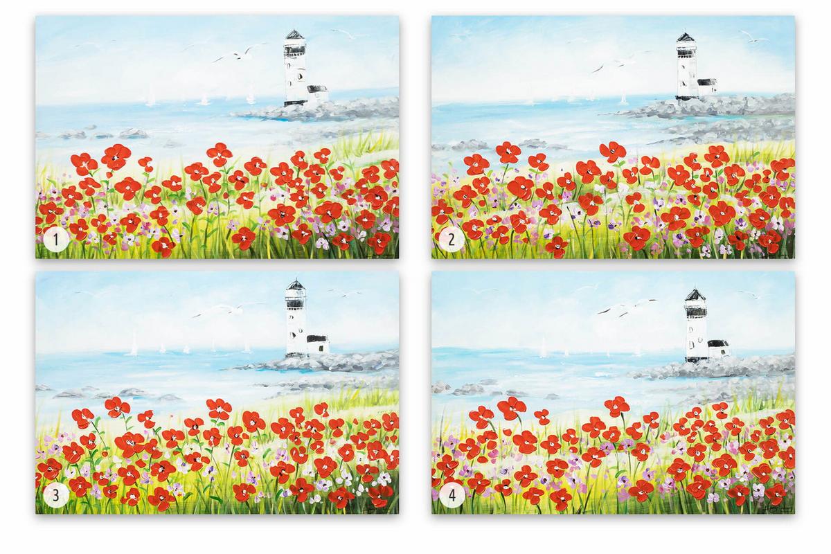 ACRYLBILD HANDGEMALT 90/60 cm - Blau/Rot, Holz/Textil (90/60cm) - KUNSTLOFT