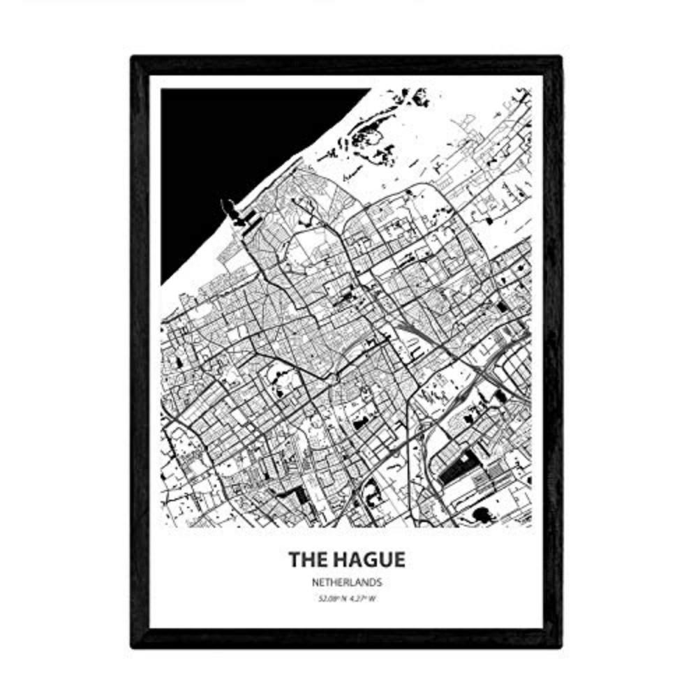 POSTER Karte Von Den Haag - Niederlande A3 Rahmenlos - Klar, Papier (29.7/5/42cm) - Nacnic