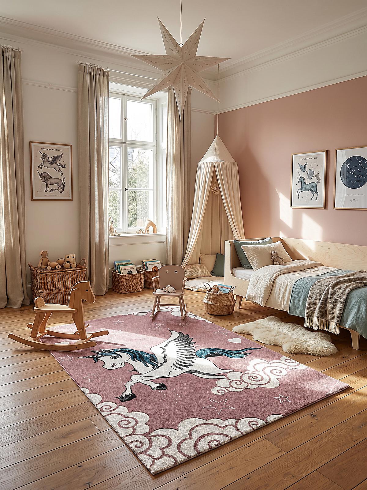 KINDERTEPPICH Kurzflor Sterne IDRO Polypropylen Pink 120 x 170 cm - Rosa, Textil (120/170cm) - KADIMA DESIGN
