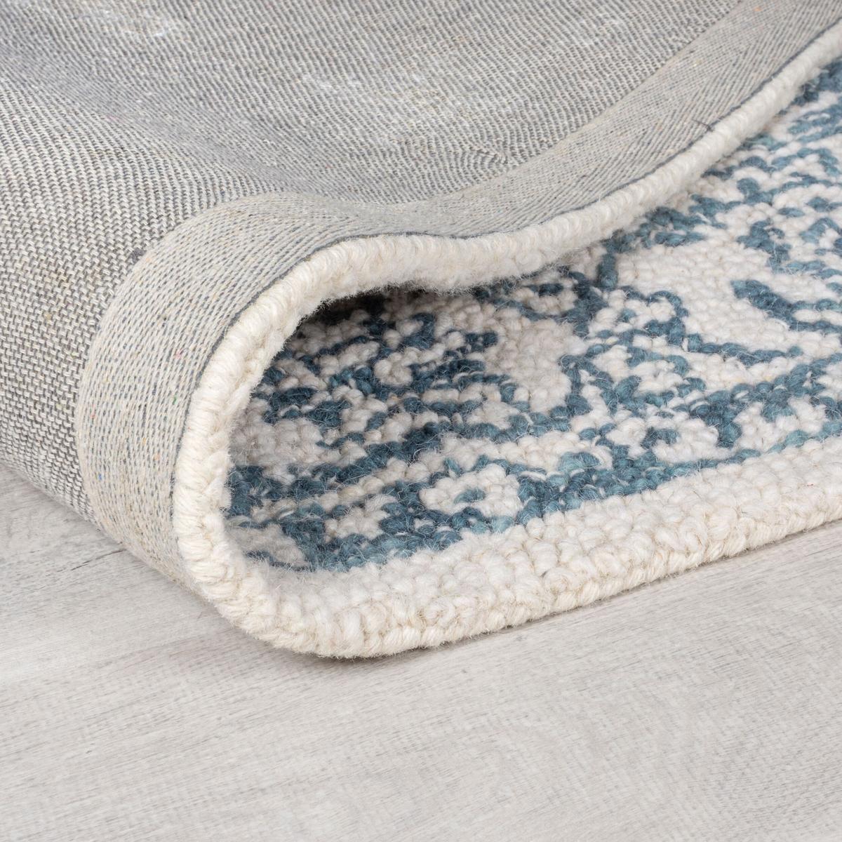 WOLLTEPPICH SOAR, im Vintage-Stil, Türkis-Beige, 120 x 170 cm - Blau, Textil (120/170cm) - KADIMA DESIGN