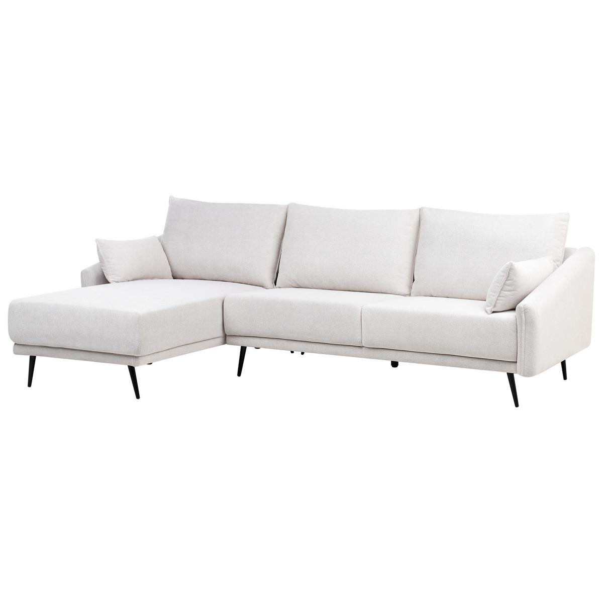 ECKSOFA 3-Sitzer Stoff Cremeweiß rechtsseitig Varde - Creme, Textil (245/162cm) - Beliani