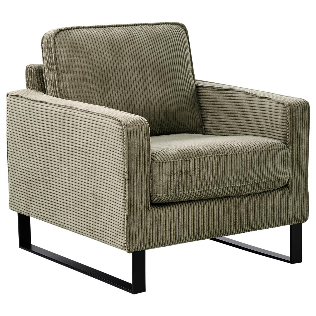 SESSEL Cord Grün Vind - Grün, Textil (79/82/85cm) - Beliani