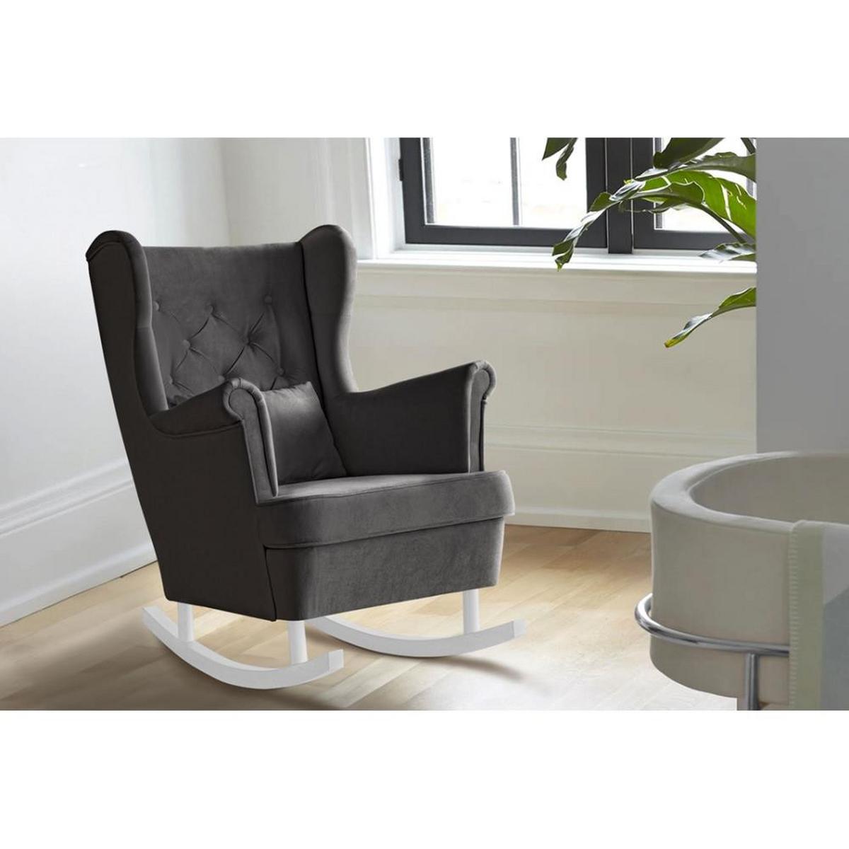 SCHAUKELSTUHL Fabio grau mit Weiß Beinen - Weiß/Grau, Textil (82/103/108cm) - Beautysofa
