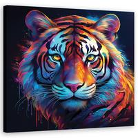 WANDBILD tiger pop art farbig - Multicolor, Textil (40/40cm) - Feeby