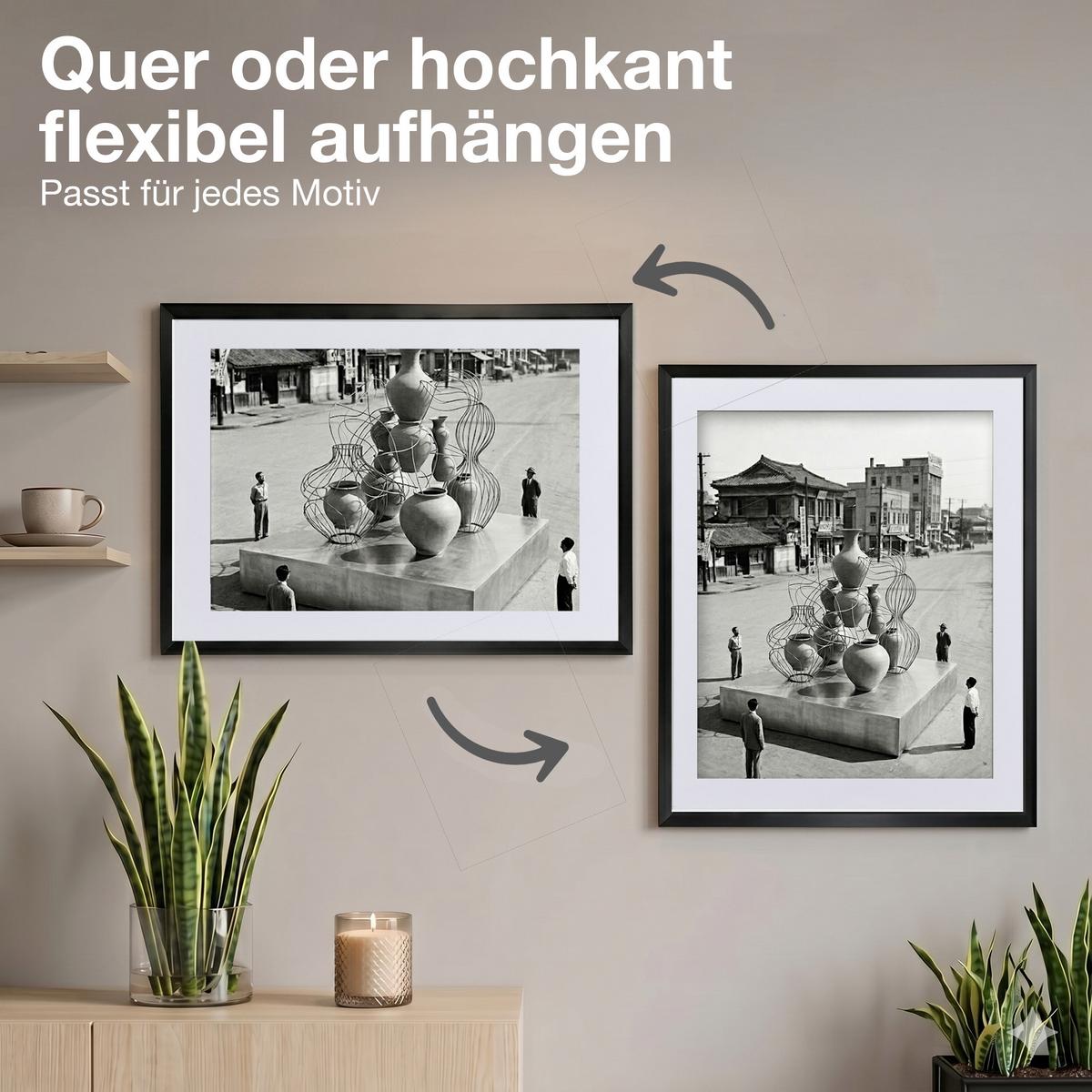 ALUMINIUM BILDERRAHMEN DIN A3 mit Passepartout - Schwarz, Metall (40/50/1.6cm) - K-Möbel
