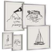 BILDER SET 5er Set - 50x50 cm & 20x30 cm & 40x60 cm Silberner Rahmen - Fröhliche Momente mit Champagner - Silberfarben, Kunststoff (40/60cm) - TULUP