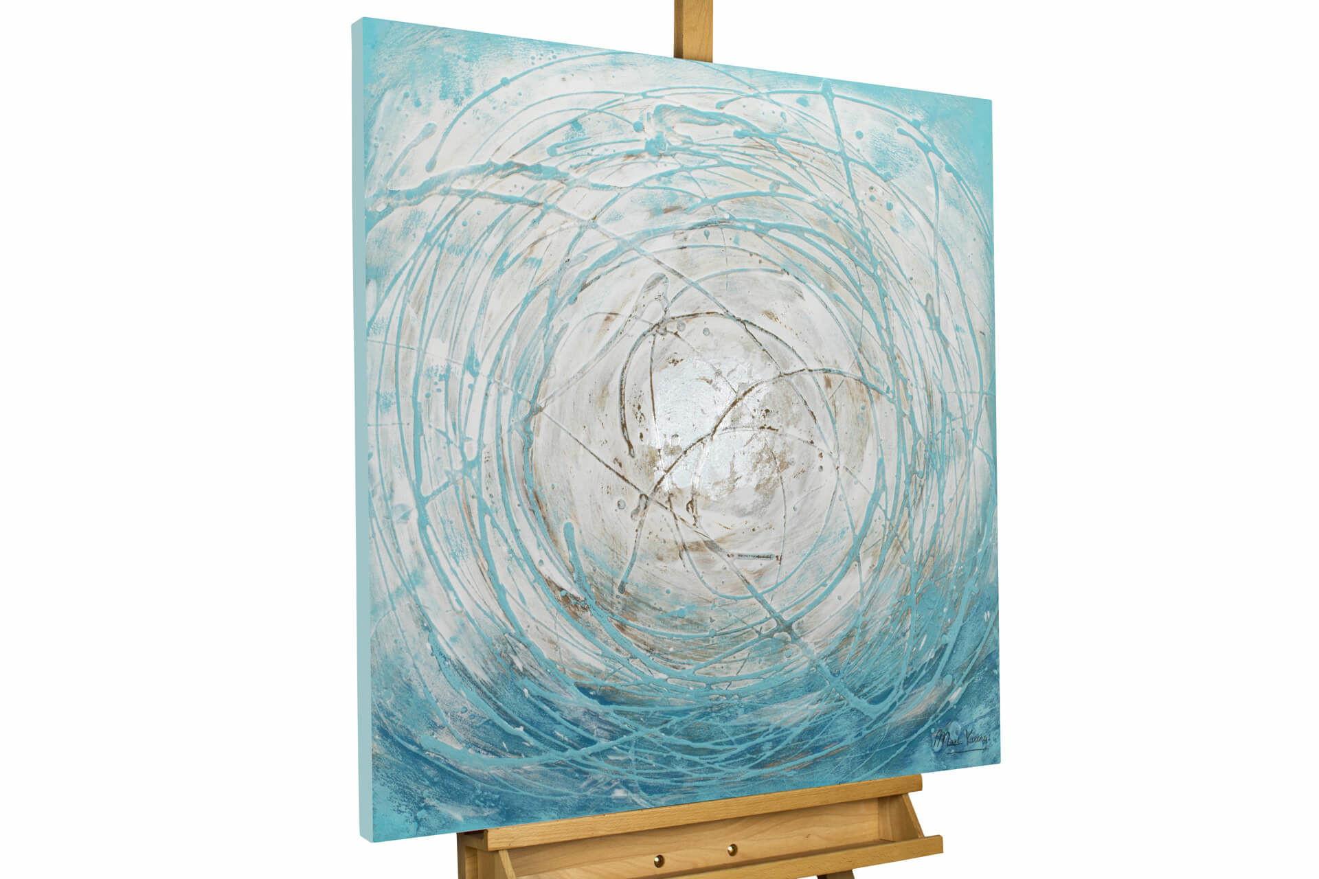 ACRYLBILD HANDGEMALT 80/80 cm - Blau/Weiß, Holz/Textil (80/80cm) - KUNSTLOFT