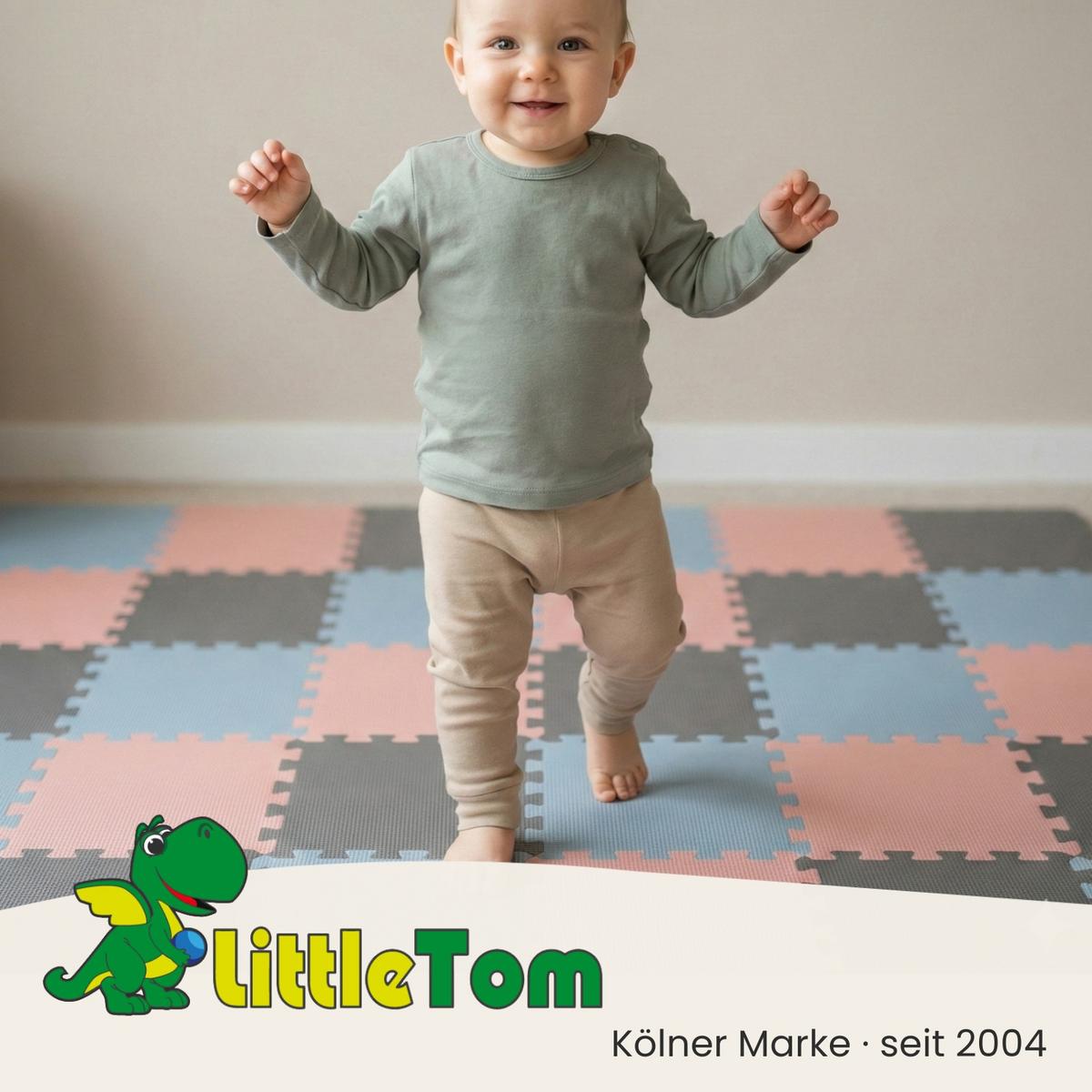SPIELMATTE mit Rand - 270/90/1 cm Puzzlematte Rosa Blau Grau - Rosa, Kunststoff (30/30cm) - Littletom