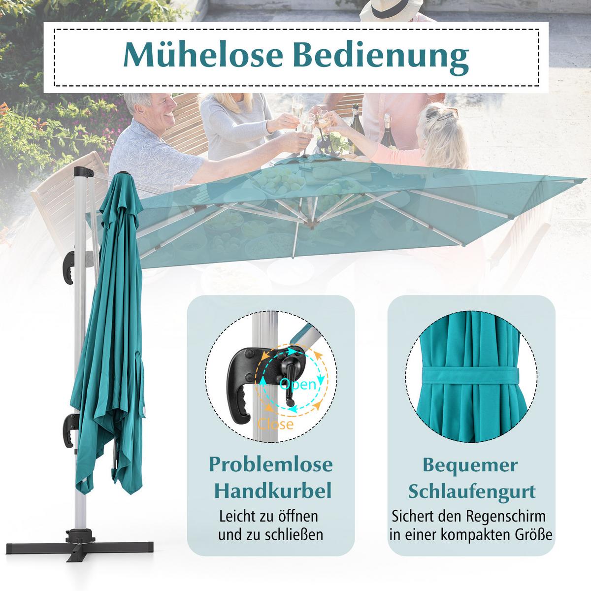 SONNENSCHIRM 300cm Blau - Blau, Metall (300/300cm) - COSTWAY