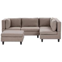 ECKSOFA Modul 4-Sitzer linksseitig Braun Stoff mit Ottomane Unstad - Schwarz/Braun, Textil (228/152cm) - Beliani