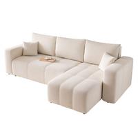 ECKSOFA Leros Mit Schlaffunktion - Creme, Holzwerkstoff/Textil (145/248cm) - Fun Möbel