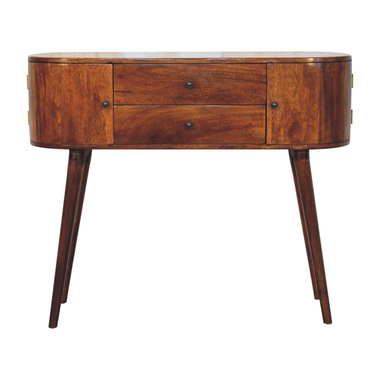 KONSOLENTISCH IN KASTANIENFARBE, 2 SCHUBLADEN, 2 SEITENSCHRÄNKE, BRAUN - Braun, Holz (110/35/91cm) - Artisan Furniture
