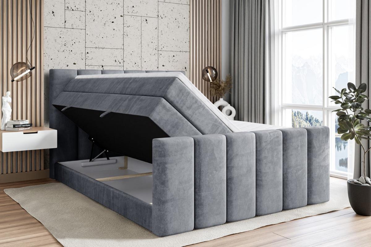 BOXSPRINGBETT BOXI1-Z KING - 180x200 - H3/H4 - Grau - Grau, Holzwerkstoff (180/200cm) - ALTDECOR