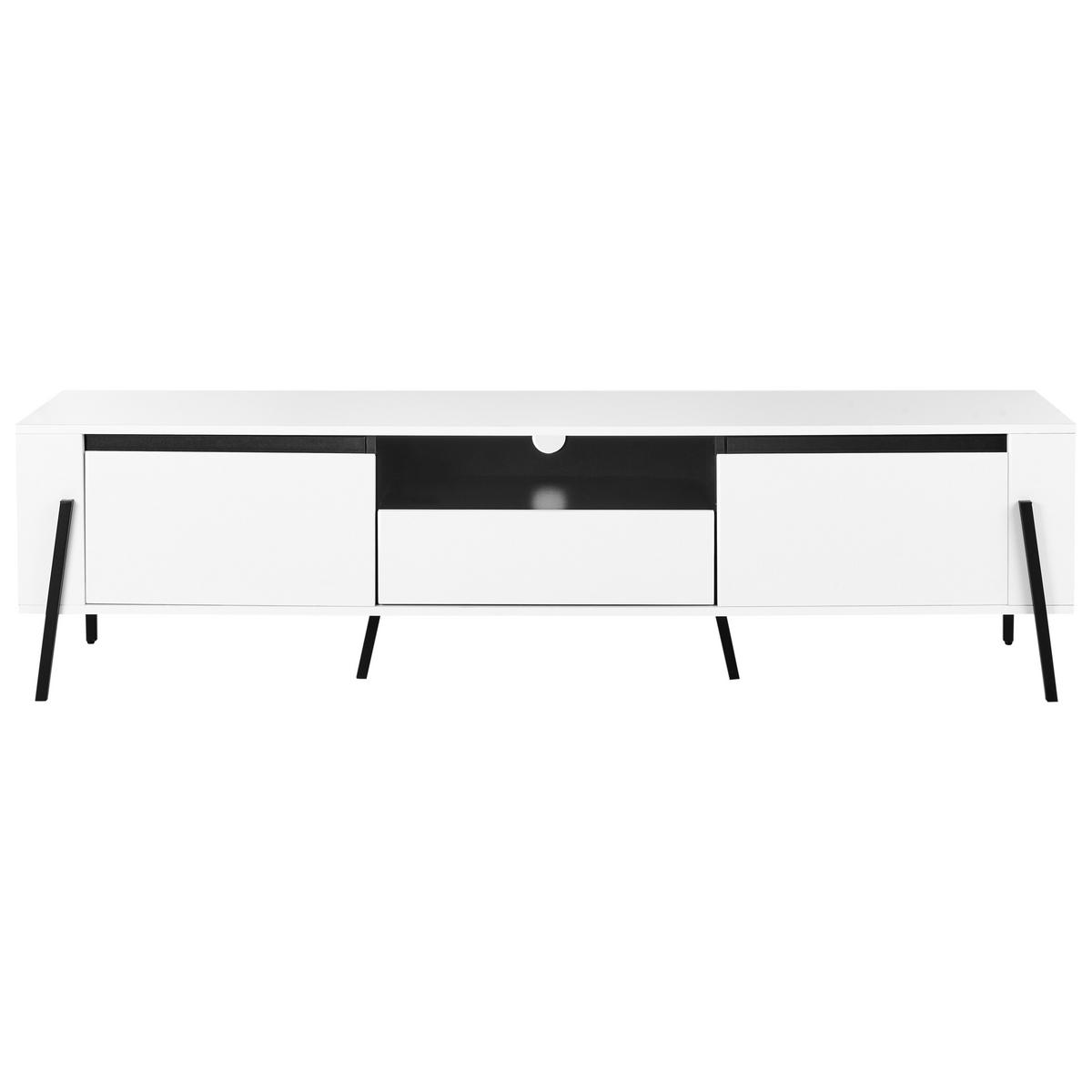 TV-MÖBEL Weiß Blackpool - Schwarz/Weiß, Holzwerkstoff (177/46/40cm) - Beliani