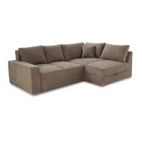 ECKSOFA-DAUERSCHLÄFER Boxspring Federkern Topper Bettkasten, seitenverkehrt montierbar B260/T181/H88 cm, Cord Braun Taupe / 15234 - Chromfarben/Braun, Textil/Metall (260/181cm) - luma-home