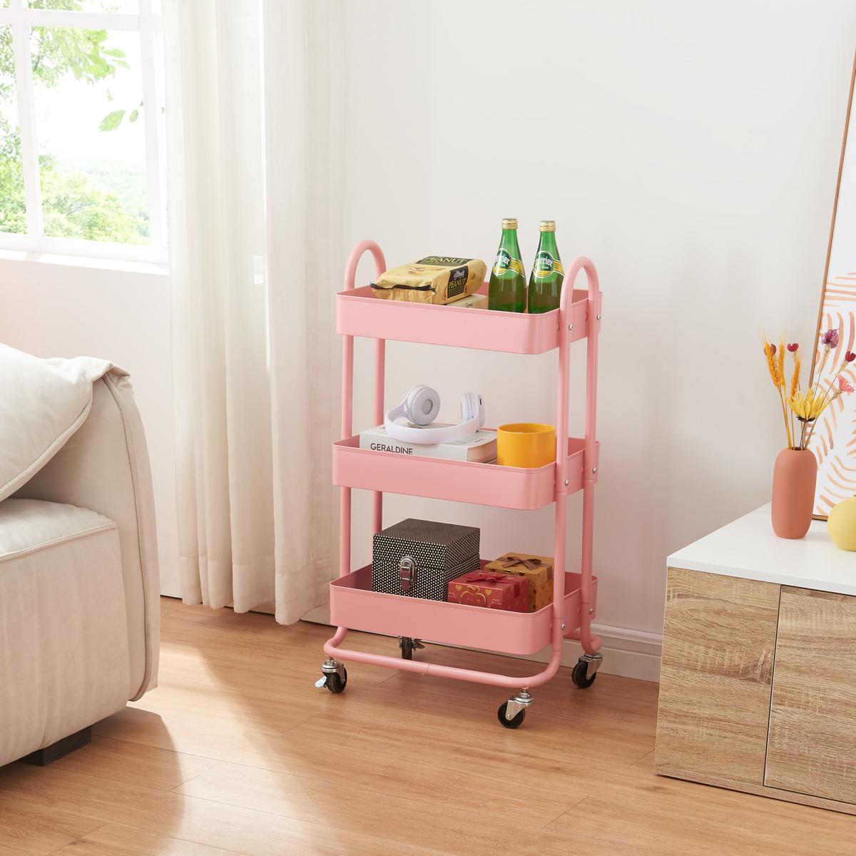 SERVIERWAGEN Pyhäntä - Pink, Metall (46/78.5/35cm) - [en.casa]