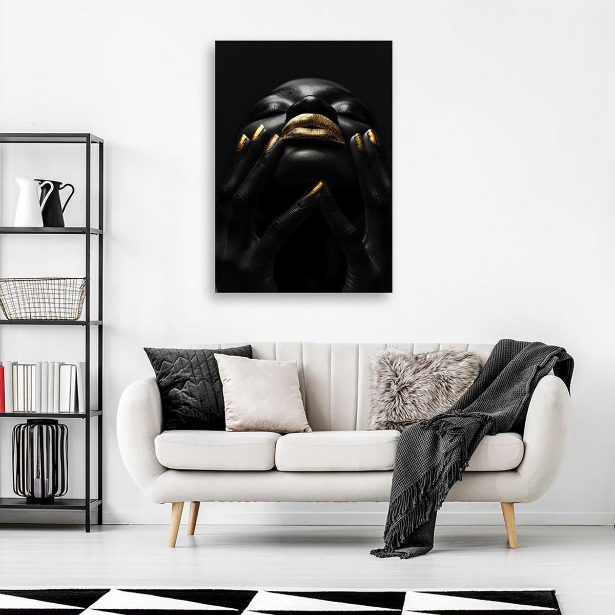 LEINWANDBILD Afrikanische Frau Porträt 40x60cm - Schwarz, Textil (40/60cm) - Feeby