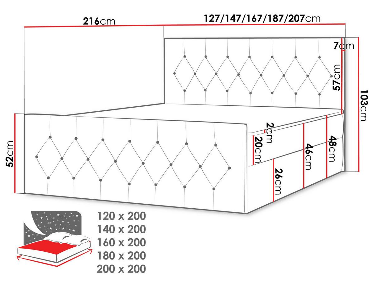 BOXBETT Sky Lux - H3 - Schwarz, Holz (160/200cm) - MIRJAN24