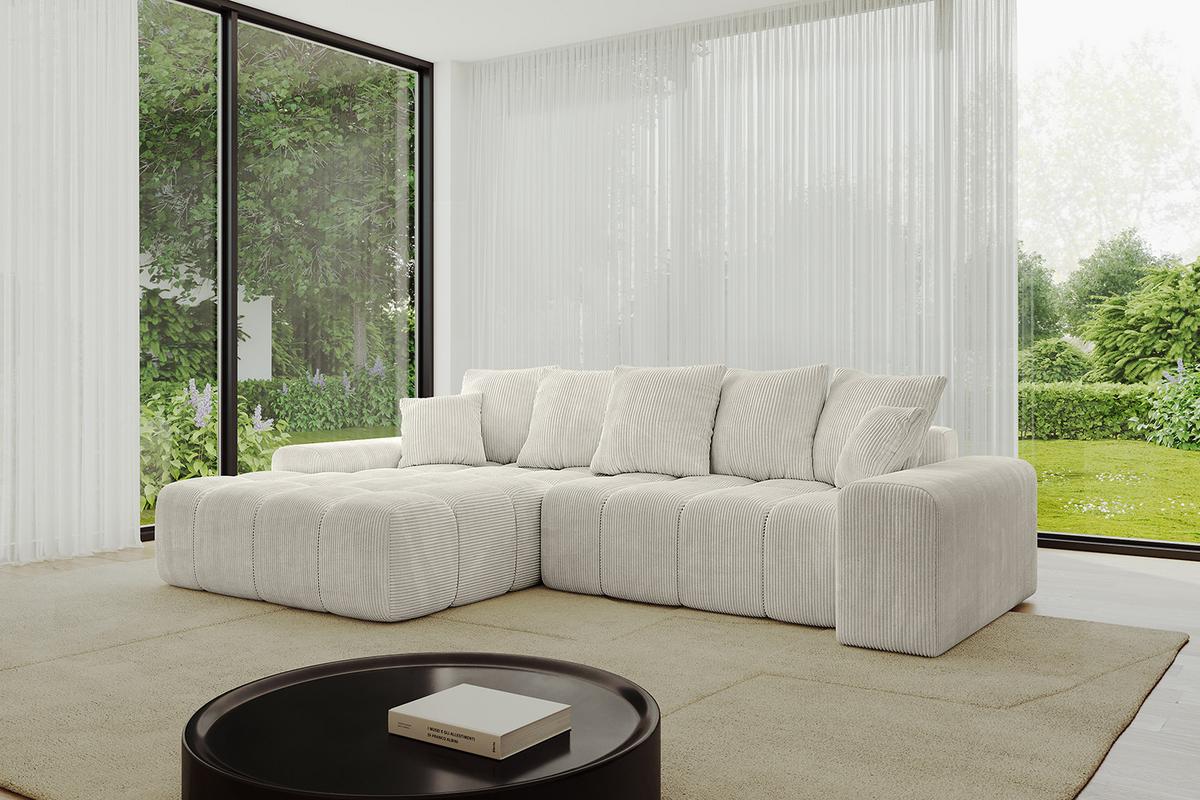 ECKSOFA Ottomane Links ENSI-L - 267x164x69 cm Creme - Ecru/Creme, Holzwerkstoff/Kunststoff (267/164cm) - ALTDECOR