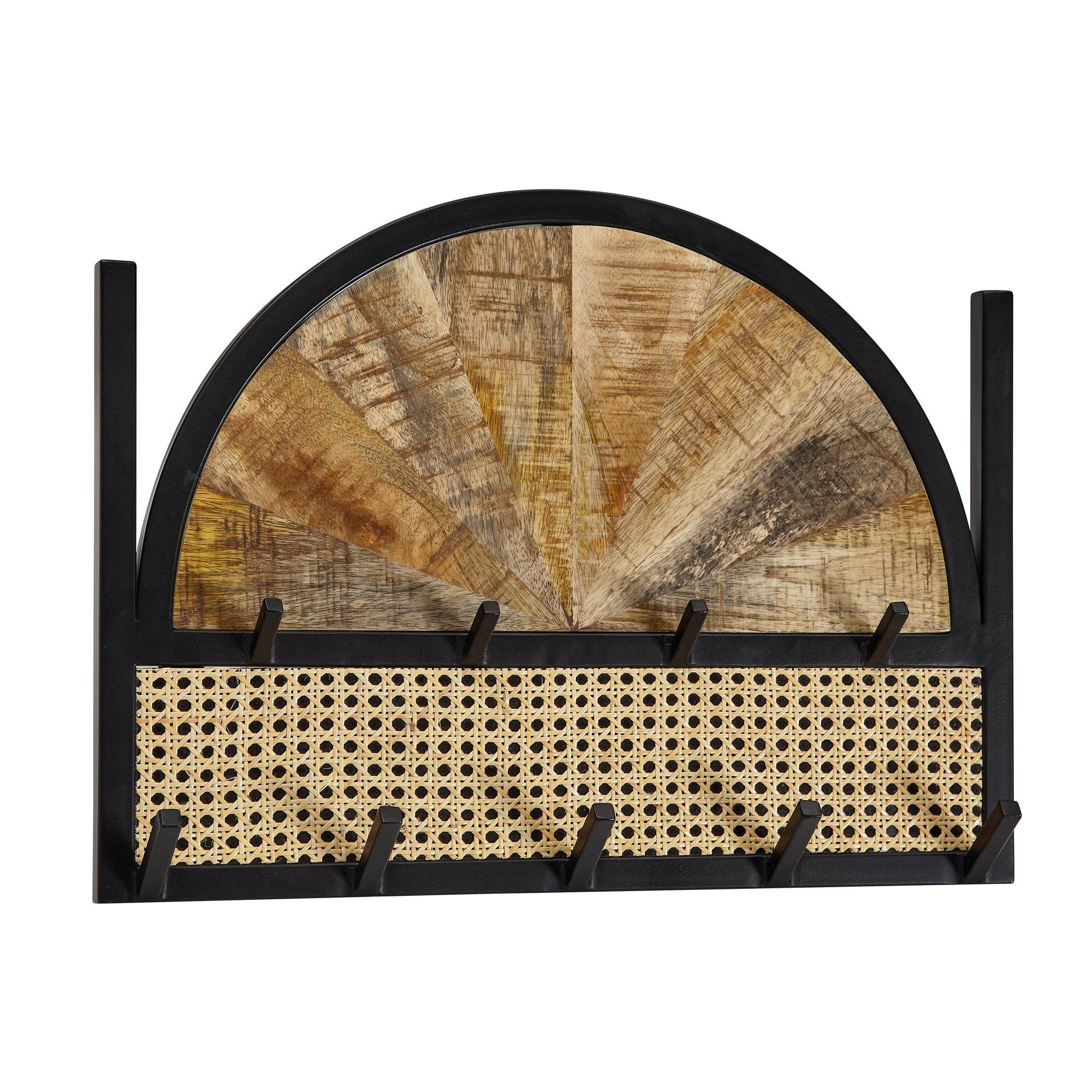 WANDGARDEROBE Mango Massivholz Rattan Metall Modern - Braun, Holz/Metall (53/40/8cm) - KADIMA DESIGN