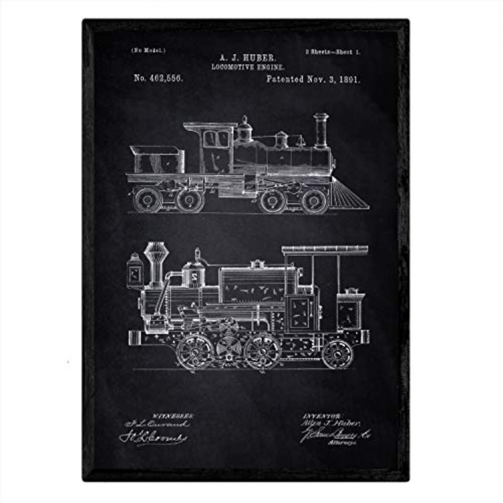 POSTER Lokomotive Patent A3 Rahmenlos - Schwarz, Papier (29.7/5/42cm) - Nacnic