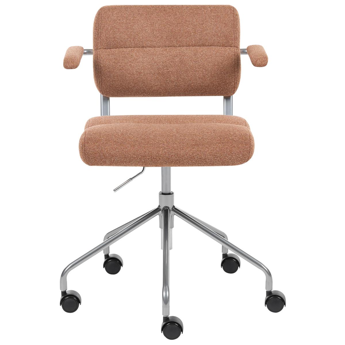 SCHREIBTISCHSTUHL Braun Candor - Silberfarben/Braun, Kunststoff/Textil (47/74/45cm) - Beliani