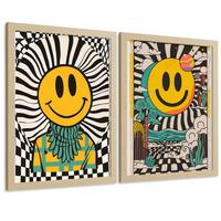 POSTER 4er Kunstdruck-Set Wandbilder Smiley Emoji modern Wohnzimmer Deko, Schlafzimmer, Küche, Badezimmer Rahmenlos A3 - Klar, Papier (29.7/1/42cm) - Nacnic