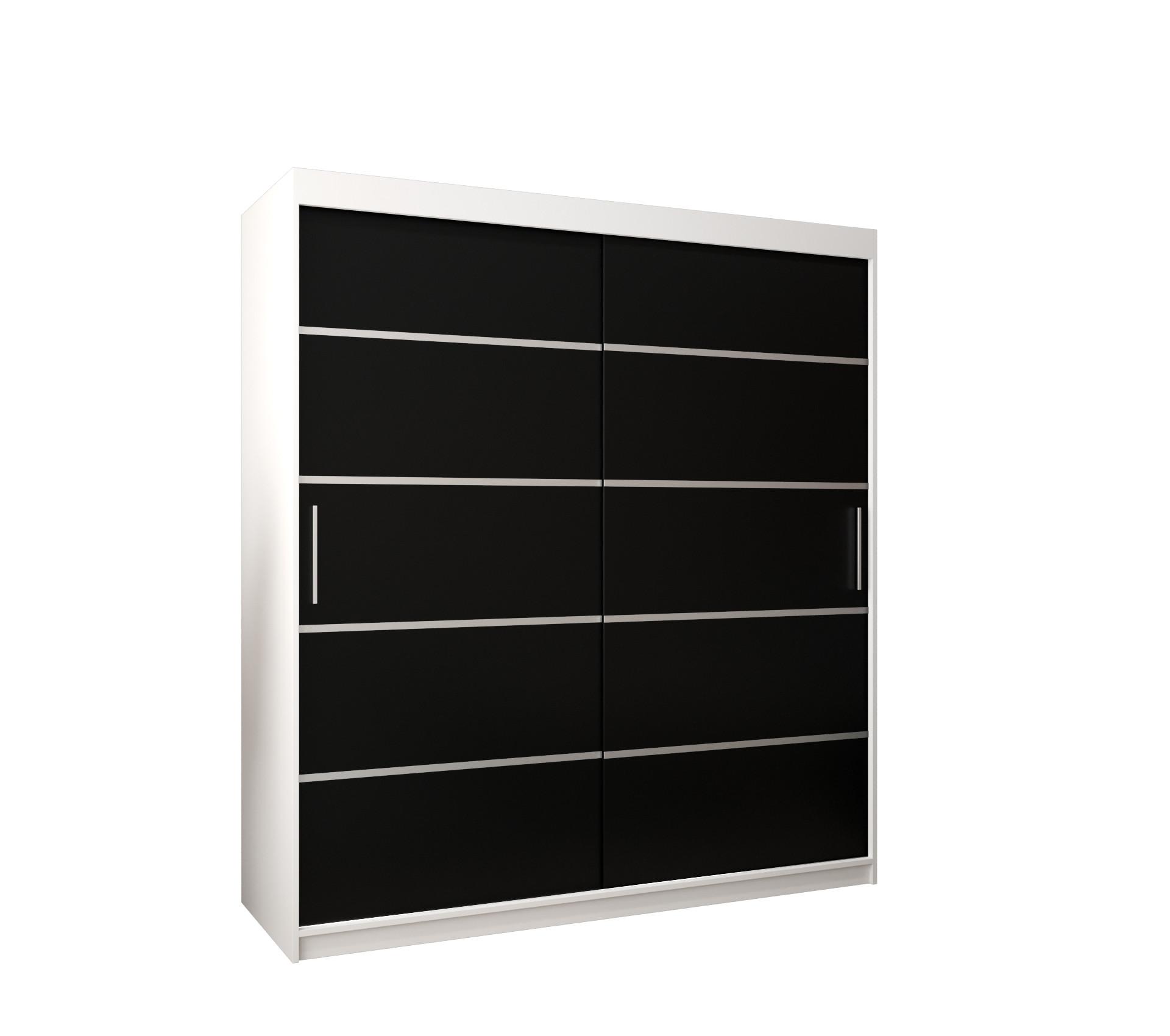 SCHWEBETÜRENSCHRANK 200/180/62 2-türig - Silberfarben/Schwarz, Holz/Kunststoff (180/200/62cm) - MÖBEL KRYSPOL