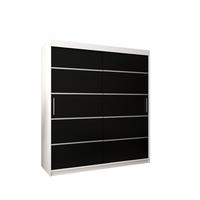 SCHWEBETÜRENSCHRANK 200/180/62 2-türig - Silberfarben/Schwarz, Holz/Kunststoff (180/200/62cm) - MÖBEL KRYSPOL