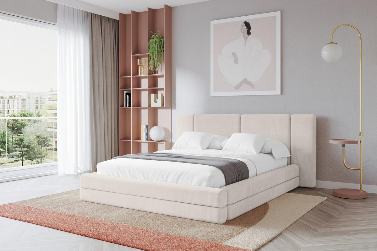 POLSTERBETT mit Bettkasten und Lattenrost, Bett mit Matratze H3/H4 - TEVO 140x200 Beige - Ecru, Holzwerkstoff/Textil (140/200cm) - ALTDECOR