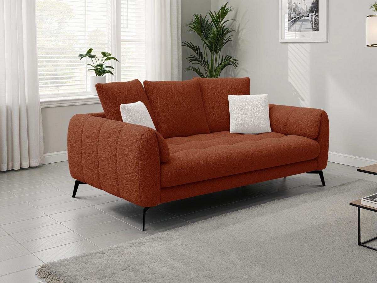 SOFA CALME 2,5-Sitzer, dunkelorange - Dunkelorange/Schwarz, Holz/Textil (199/92/108cm) - Wozimo