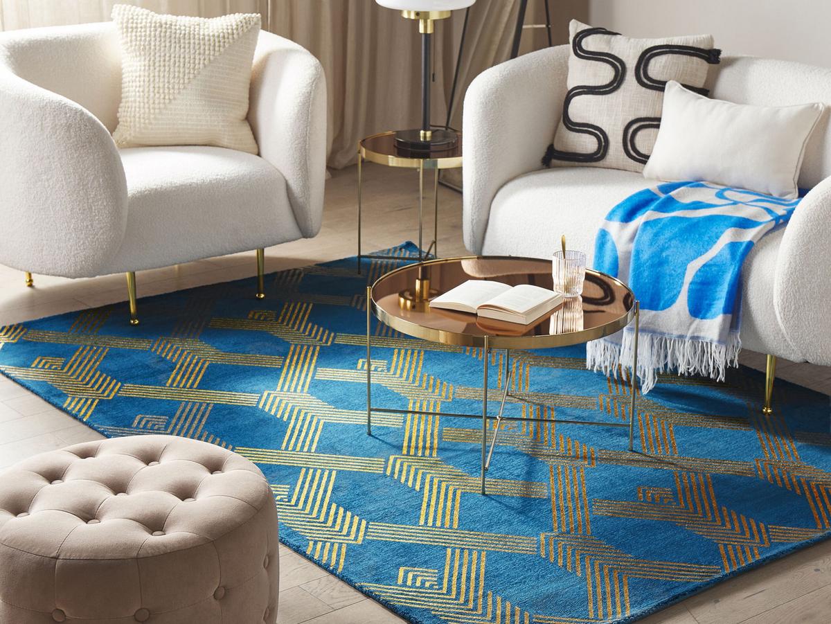 KURZFLOR-TEPPICH Vekse 230/160 cm - Blau, Naturmaterialien (160/230cm) - Beliani