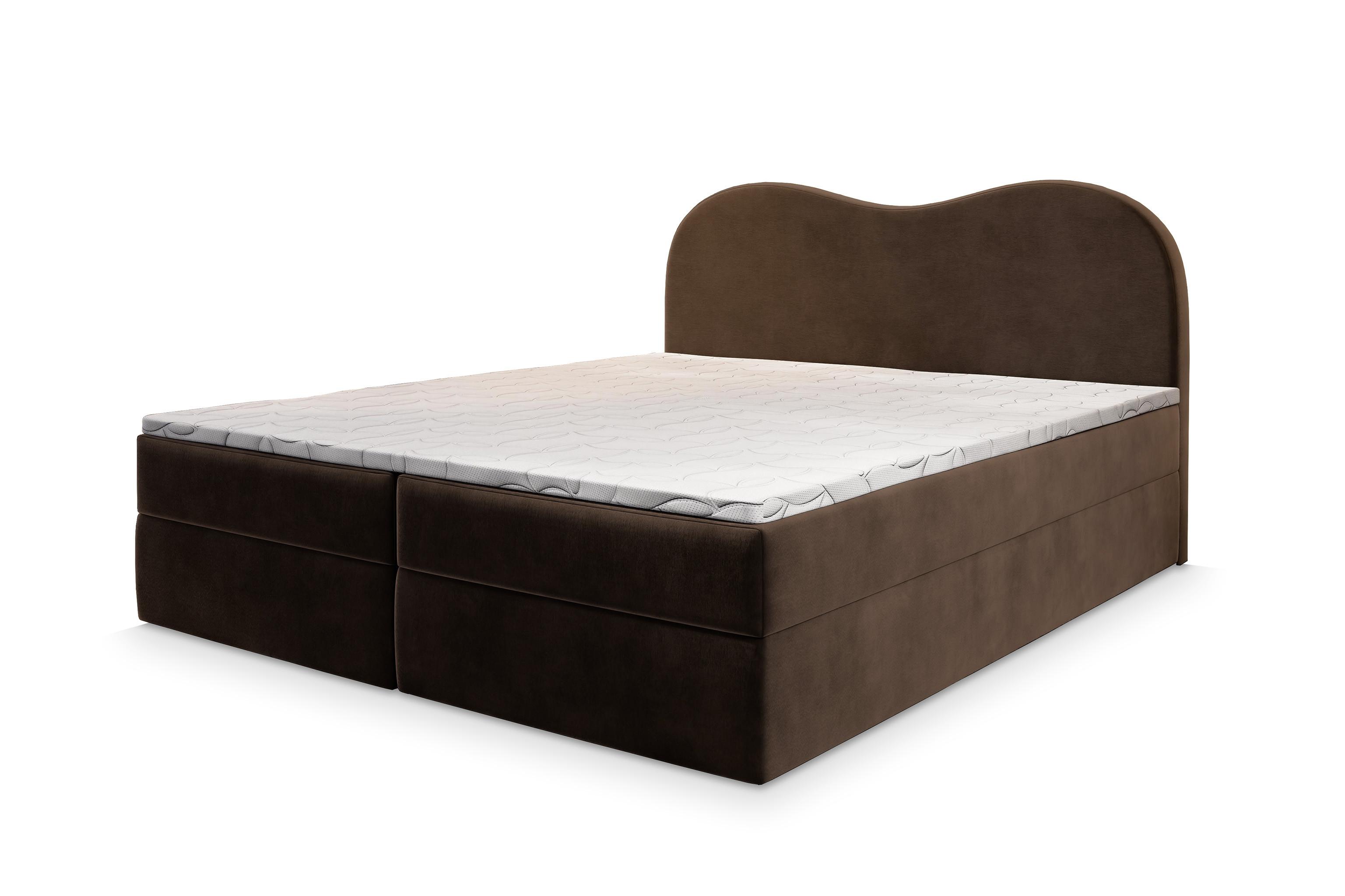 BOXBETT FLUVIA M 140x200 cm mit Matratze und Topper - Braun - Braun, Holz (140/200cm) - MASSENO
