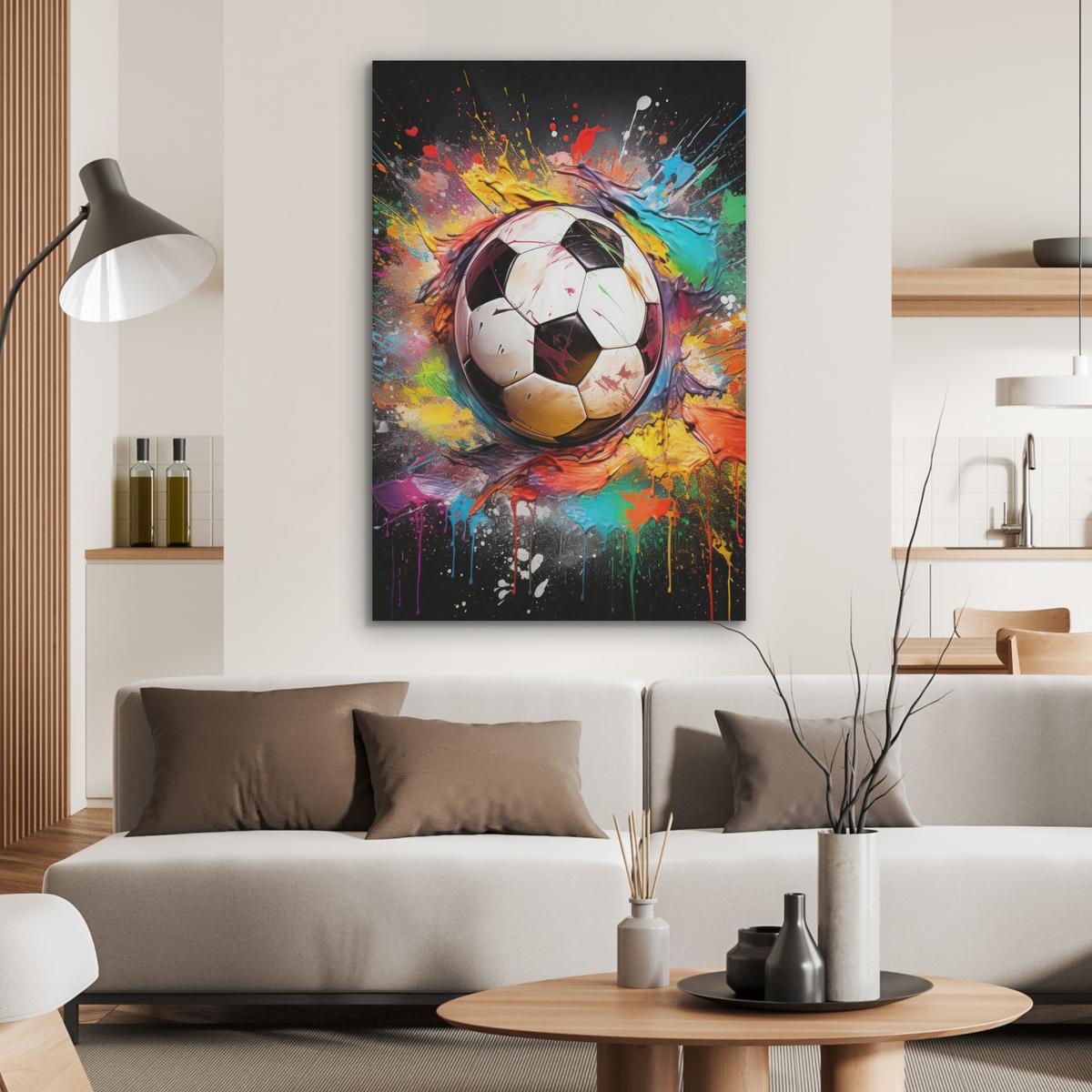 AKUSTIKBILD Fußball - Farbe - Farben - Schwarz - Weiß Wanddeko 70x100 cm - Weiß, Kunststoff (70/100/0.9cm) - MuchoWow