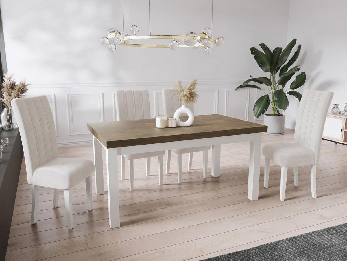 ESSTISCH Avena rechteckig ausziehbar, Lefkas Eiche 160/90/78 - Alteiche/Weiß, Holz/Holzwerkstoff (90/210/78cm) - WFL GROUP
