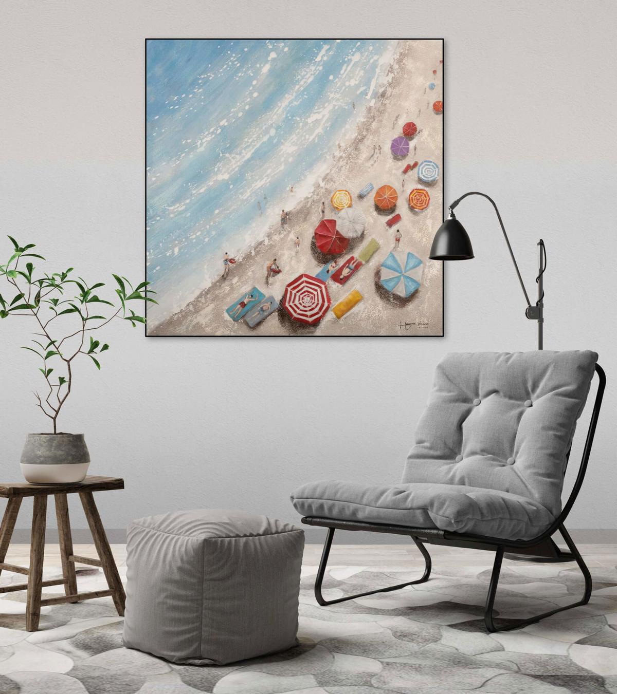 ACRYLBILD HANDGEMALT 80/80 cm - Blau/Multicolor, Holz/Textil (80/80cm) - KUNSTLOFT
