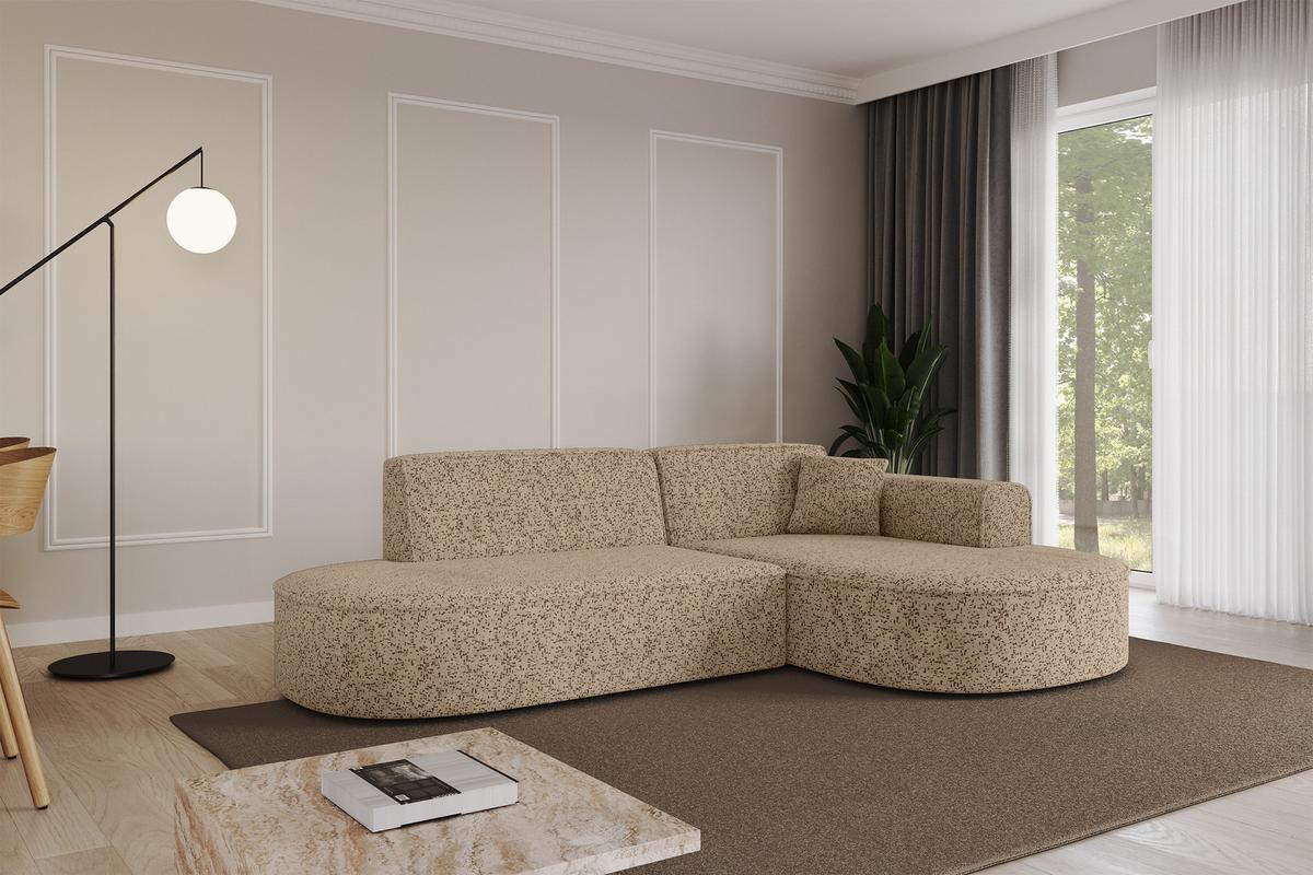 ECKSOFA Ottomane Rechts MARI-L1 - 243x171x79 cm Braun Tissu - Schwarz/Braun, Holzwerkstoff/Kunststoff (171/243cm) - ALTDECOR