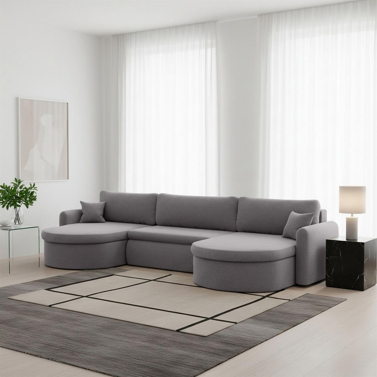 WOHNLANDSCHAFT Feliz In Faro - Grau, Holzwerkstoff/Textil (350/83/160cm) - Fun Möbel