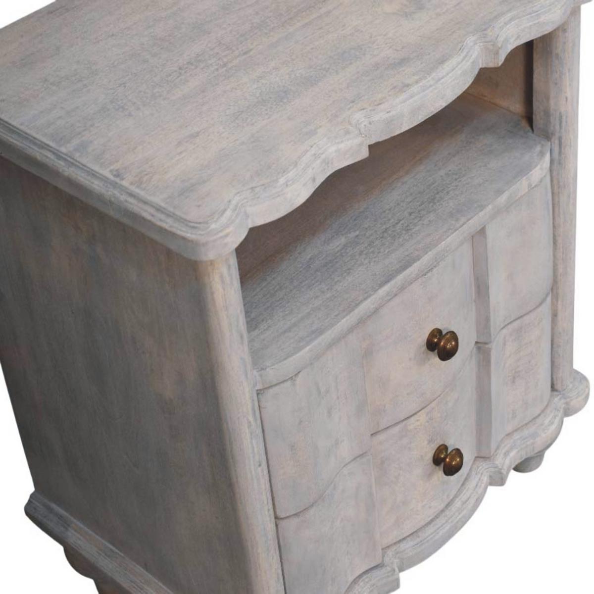 NACHTTISCH mit Acid-Wash-Finish, 2 Schubladen, 1 offene Ablage, grau - Braun/Grau, Naturmaterialen/Holz (55/63/40cm) - Artisan Furniture