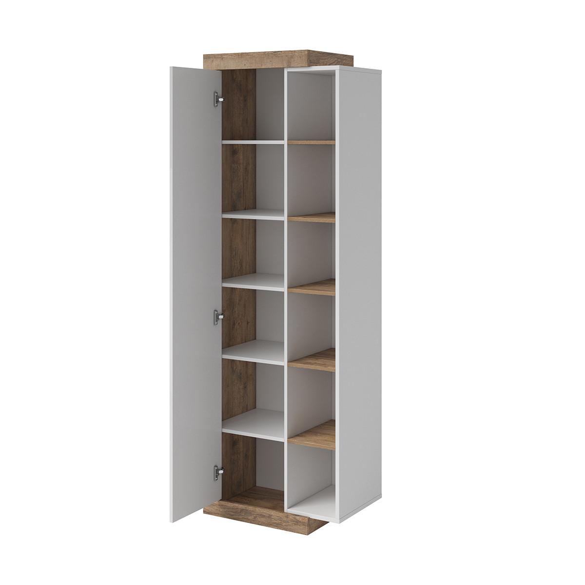 SCHRANK 1 Tür Azior Weiß und Holz - Weiß, Holzwerkstoff (67/200/40cm) - Petits-meubles