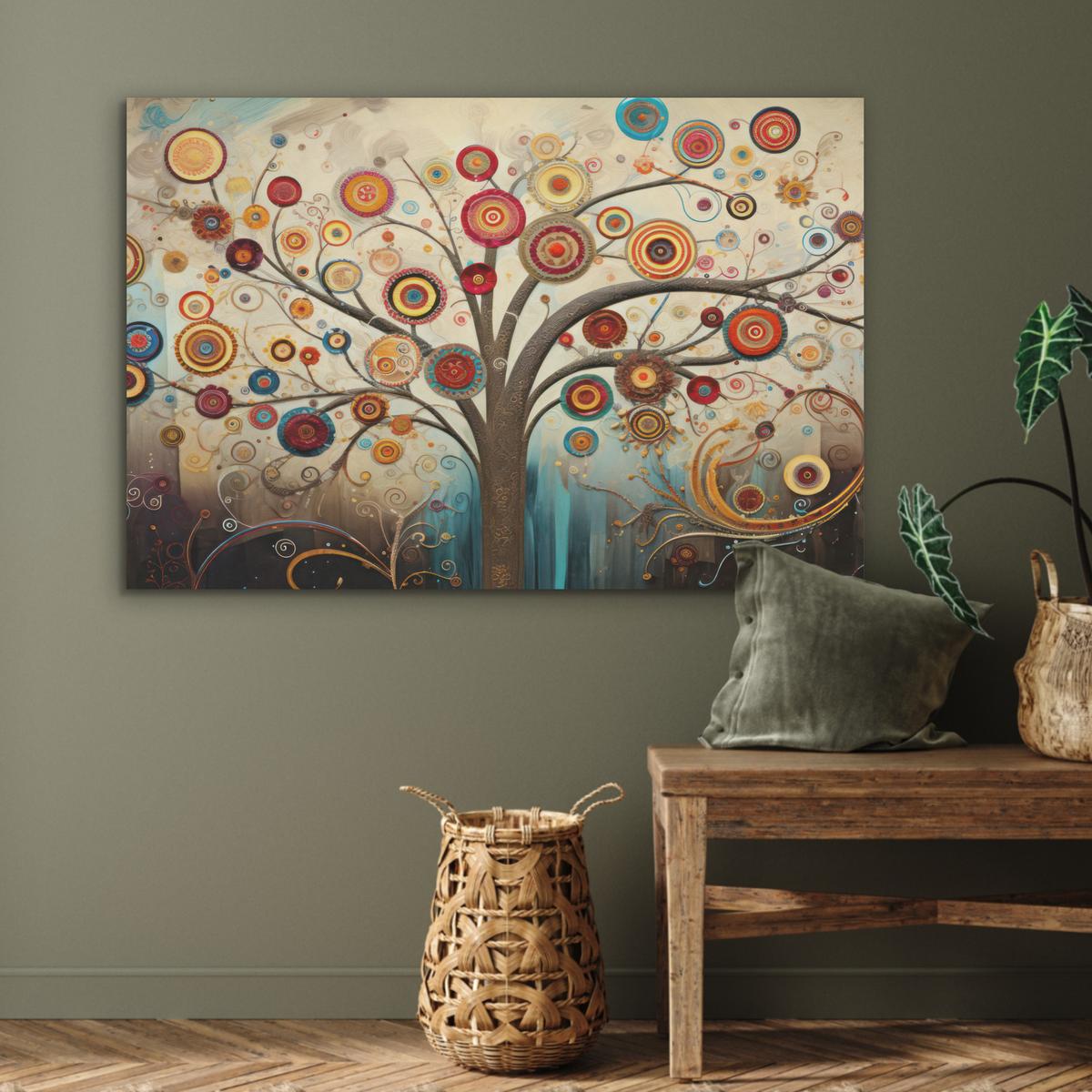 AKUSTIKBILD Baum - Baum des Lebens - Farbe Wandbild Wohnzimmer 100x70 cm - Braun, Kunststoff (100/70/0.9cm) - MuchoWow
