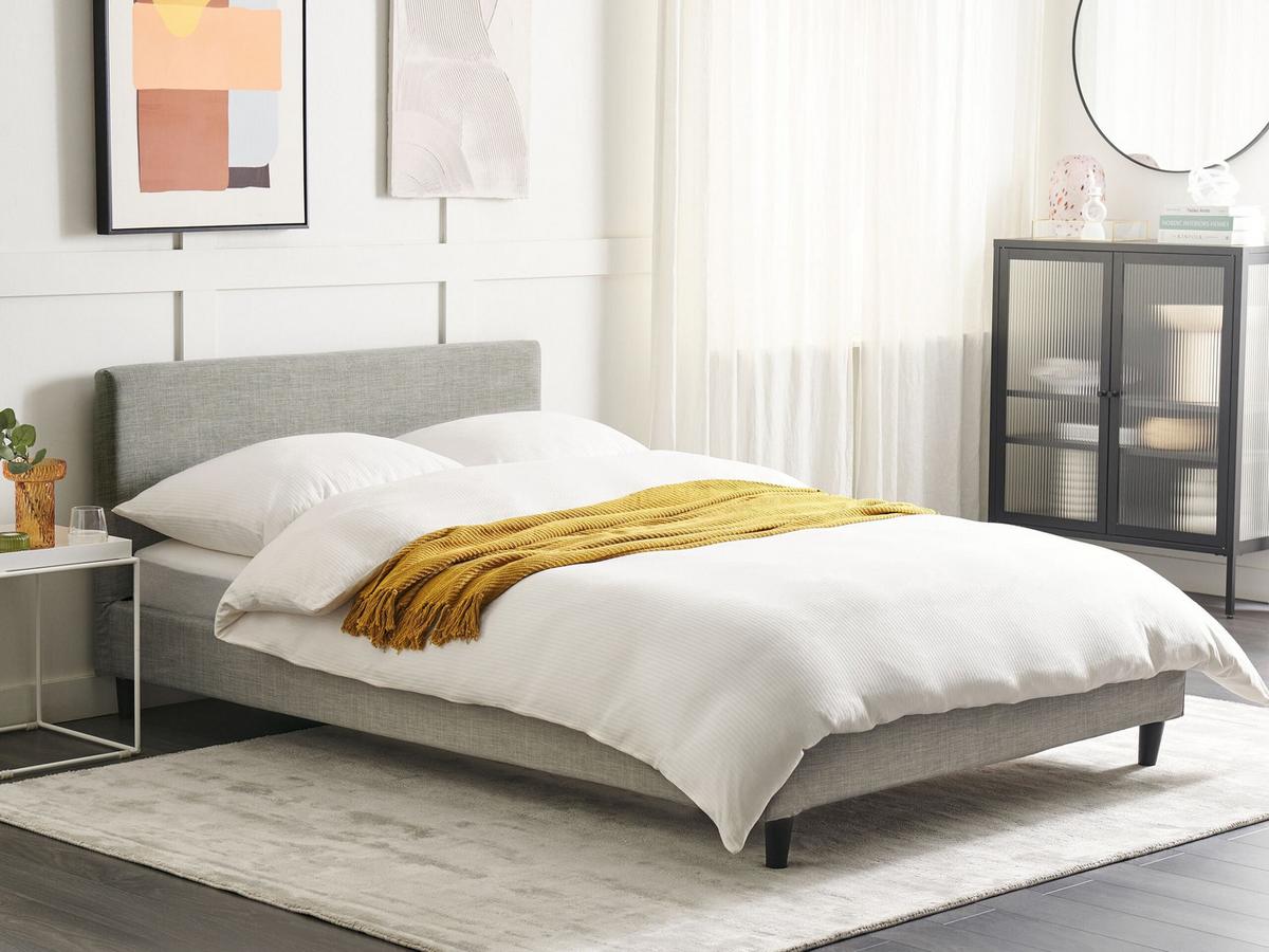 BETTRAHMENBEZUG 140/200 cm Hellgrau Fitou - Hellgrau/Grau, Textil (150/214cm) - Beliani