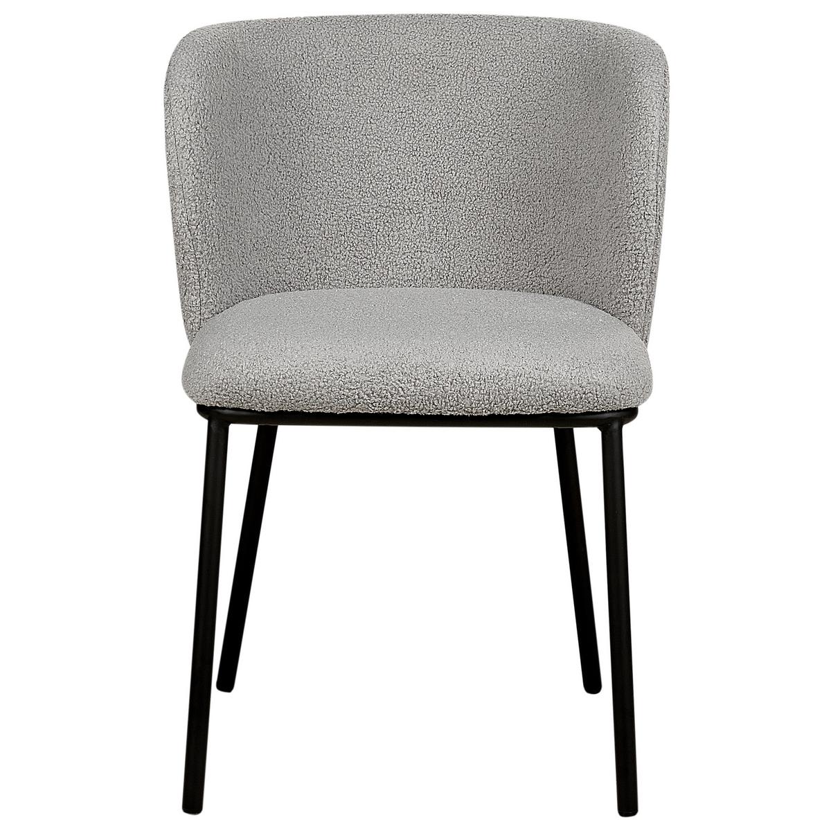 ESSZIMMERSTUHL 2er-Set Bouclé grau Mina - Schwarz/Grau, Textil (45/75/52cm) - Beliani