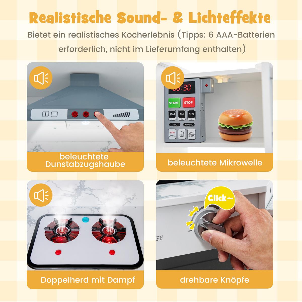 KINDERECKKÜCHENSPIEL Weiß - Weiß, Holzwerkstoff (100/81/50cm) - COSTWAY