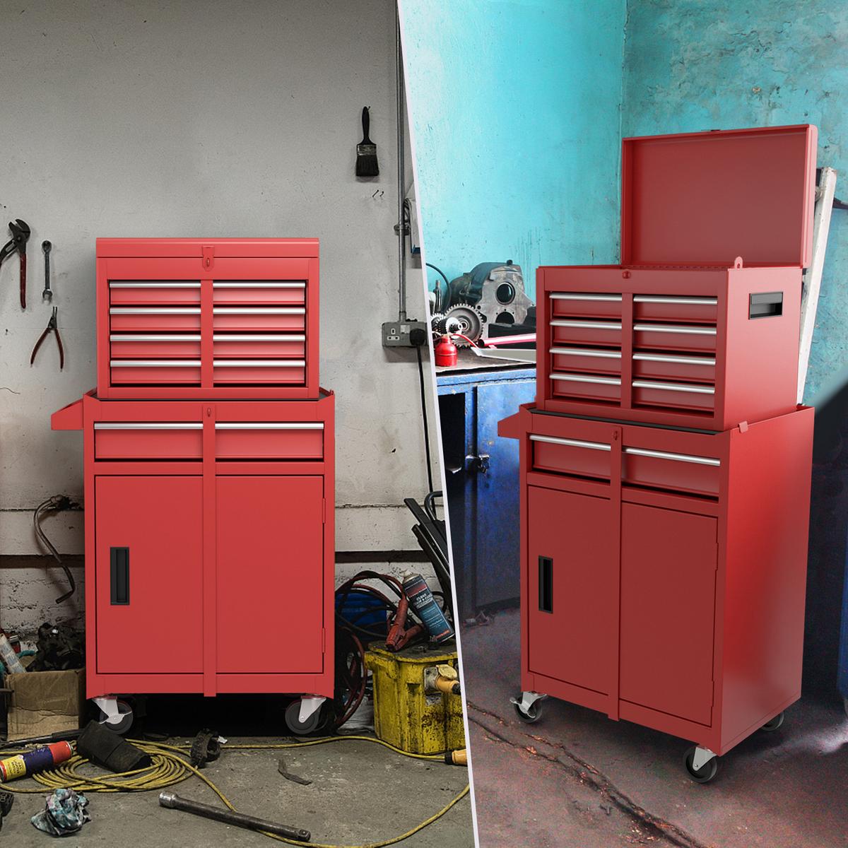 WERKZEUGTRUHE mit 5 Schubladen Rot - Rot, Metall (71/33.5/58cm) - COSTWAY