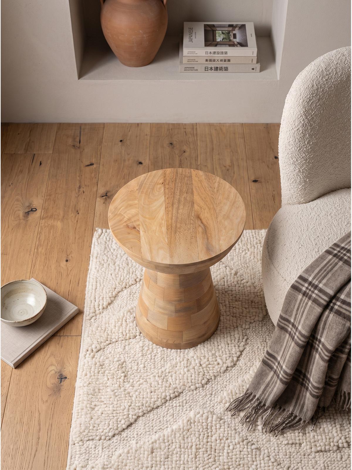 BEISTELLTISCH JELSA, Mango Massivholz, Ø 37 x 45 cm - Hellbraun/Braun, Holz (37/37/45cm) - KADIMA DESIGN