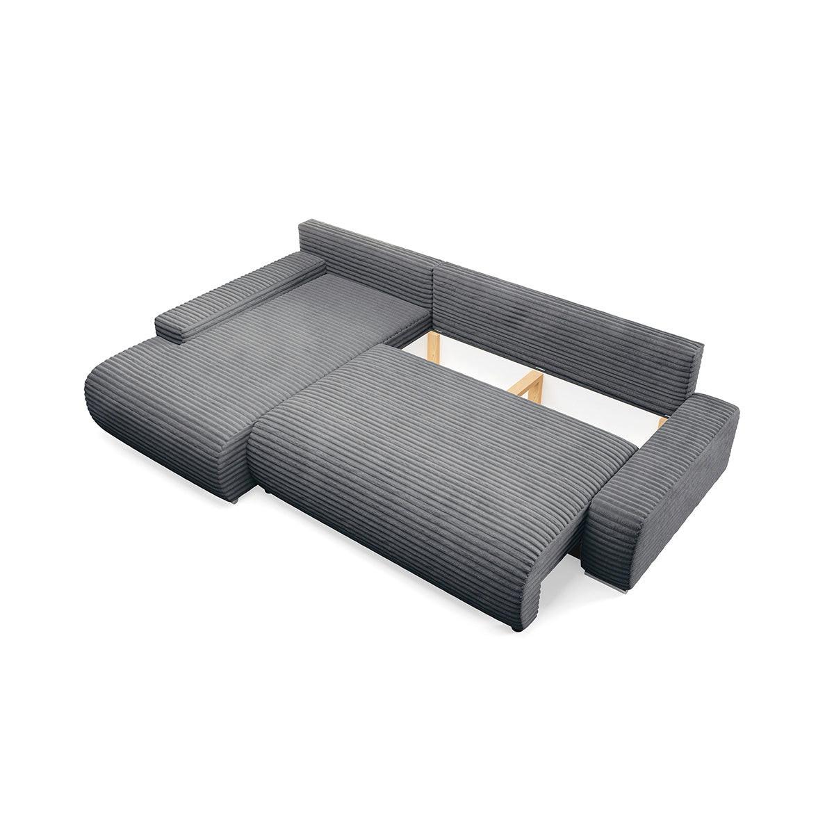 ECKSOFA Ivana 3 Sitzplätze Dunkelgrau - Grau, Holz (265/172cm) - Petits-meubles