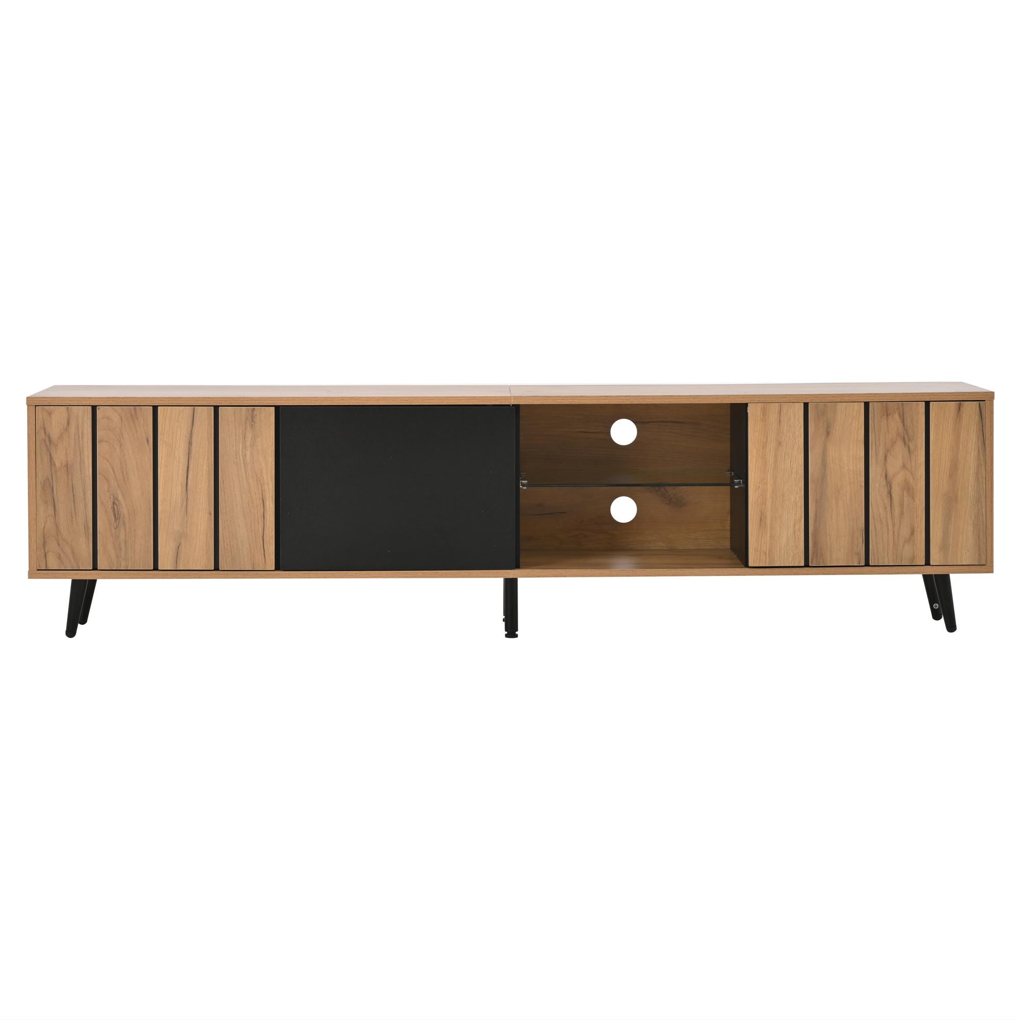 TV-LOWBOARD Holzoptik mit Türen und Fächern - Eichefarben, Holzwerkstoff/Metall (175/45/32cm) - Urban Meuble