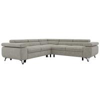 ECKSOFA QUADRO L - Hellgrau Stukture - Rechts Seite - Hellgrau/Schwarz, Textil/Metall (269/269cm) - MKS