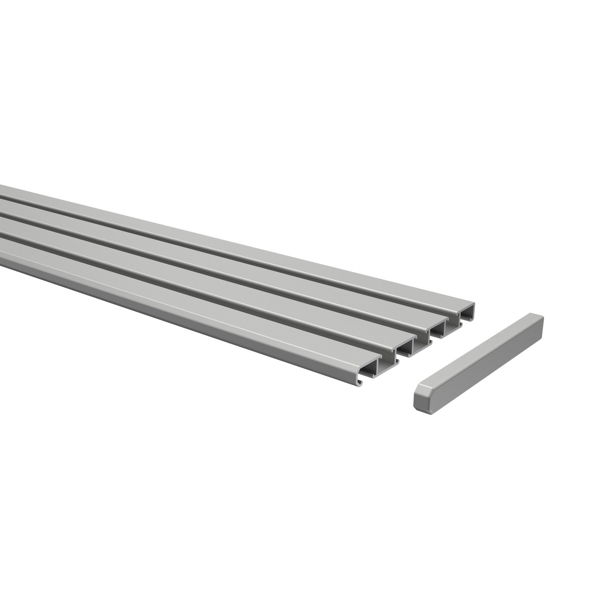 GARDINENSCHIENE Slimline 320 cm (geteilt in 2 x 160 cm), 3-/4-läufig Silbergrau - Silberfarben/Alufarben, Metall (8.6/1.1/320cm) - INTERDECO